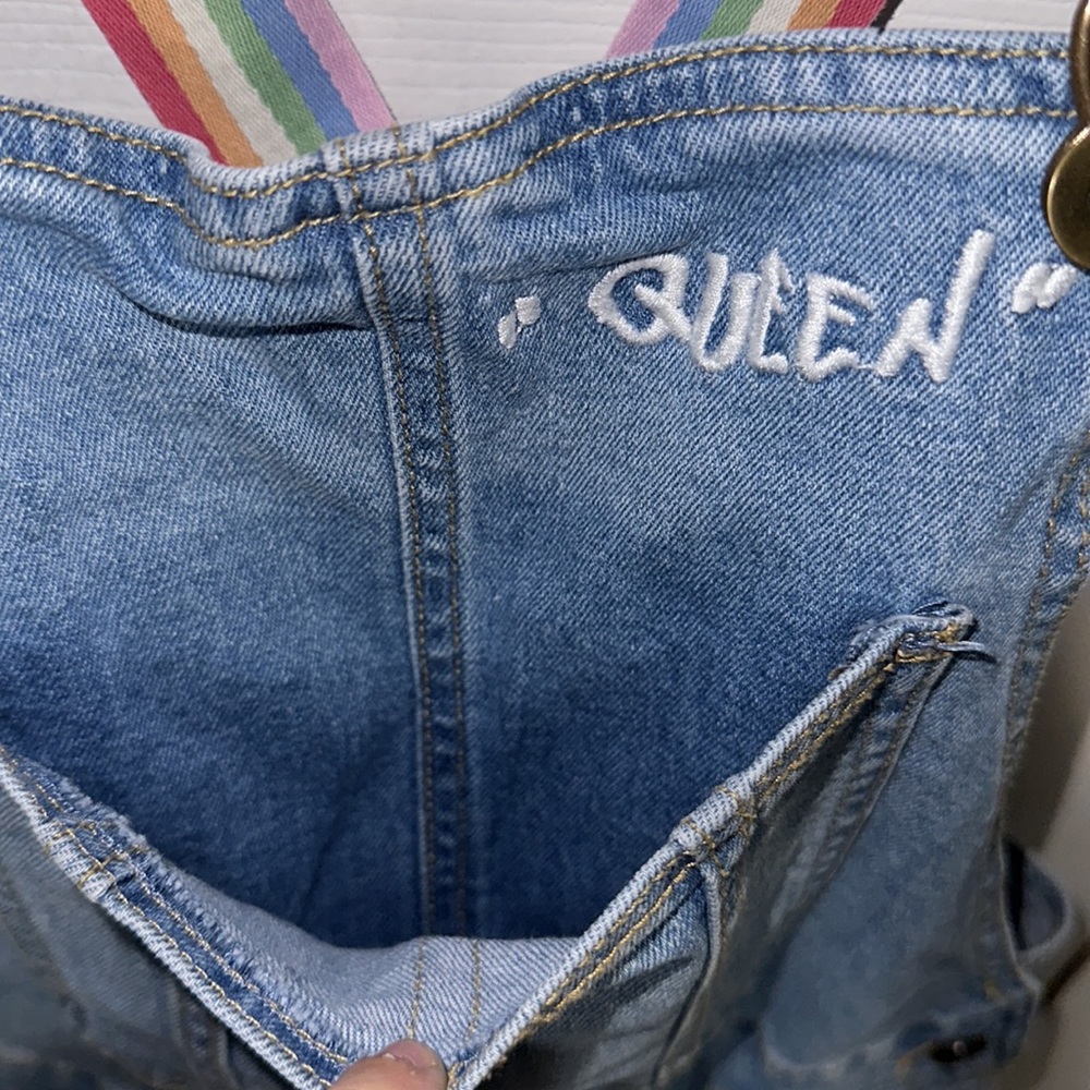 Pastel Rainbow Denim Oversized "Queen" Over-Alls - Picture 5 of 13
